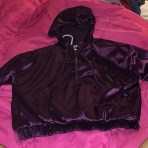 purple satin windbreaker from f21.